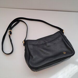 Etienne Aigner Purse Black Genuine Leather Shoulder Cross Body Handbag